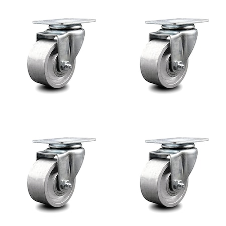 Service Caster 3 Inch Semi Steel Wheel Swivel Top Plate Caster Set SCC-20S314-SSS-4